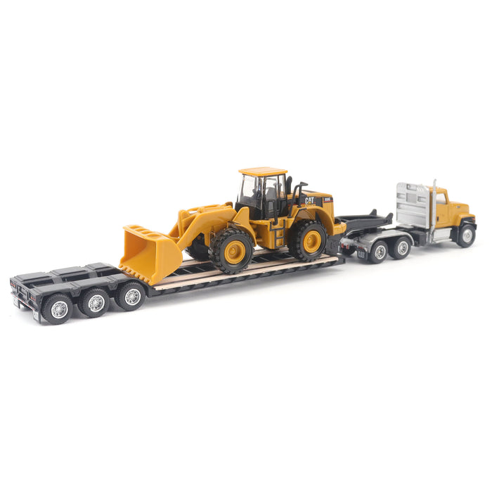 1:87 Cat CT681 Day Cab Tractor with Lowboy Trailer and Cat 950G Wheel Loader