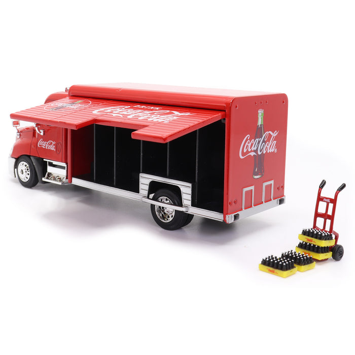 Beverage Delivery Truck With 2 Sliding Doors, Handcart and 4 Bottle Cases (1:50 Scale)