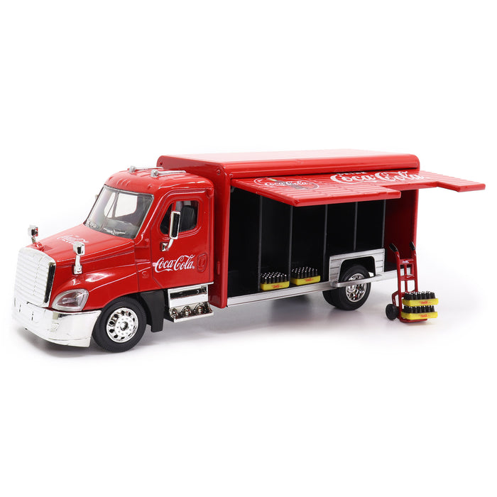Beverage Delivery Truck With 2 Sliding Doors, Handcart and 4 Bottle Cases (1:50 Scale)