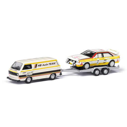 VW T3 "HB Audi Team" w. trailer and Audi Quattro Rally without #