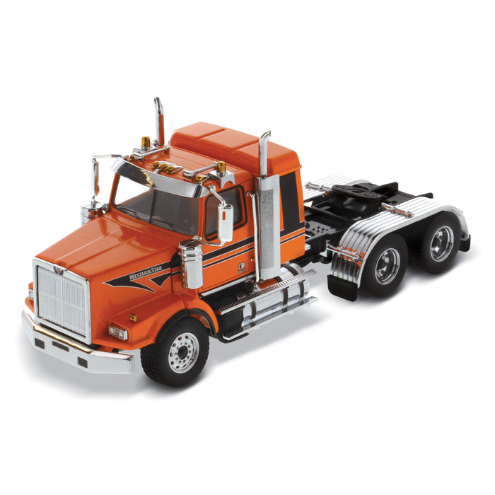 1:50 Western Star 4900 SB 40" Sleeper Tandem Tractor - Open Hood - Detroit Diesel Engine
Cab - Metallic Orange with Black Accent Stripes
