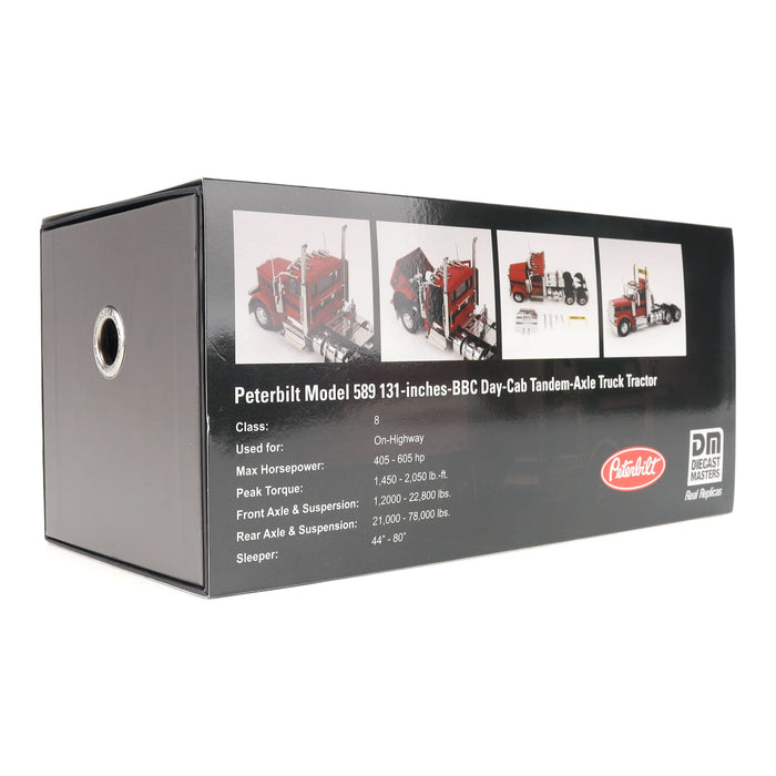 1:32 Peterbilt Model 589 131-inches-BBC Day-Cab Tandem-Axle Truck Tractor (Legendary-Red color)