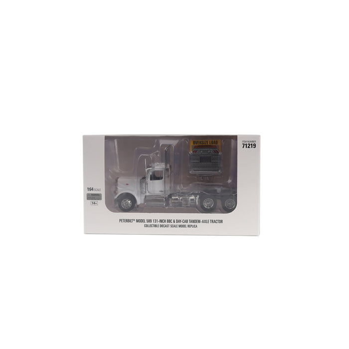 1:64 Peterbilt Model 589 131-inches-BBC Day-Cab Tandem-Axle Truck Tractor (White color)