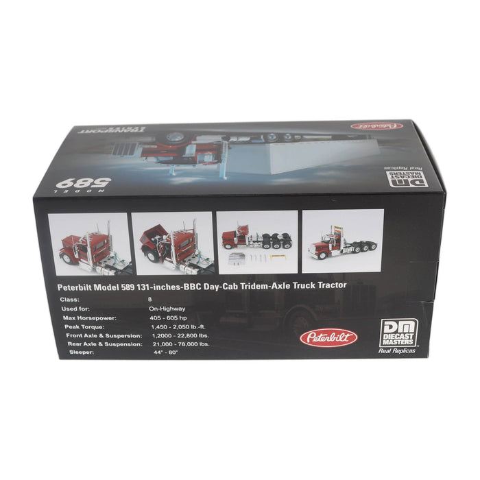 1:50 Peterbilt Model 589 131-inches-BBC Day-Cab Tridem-Axle Truck Tractor (Legendary-Red color)