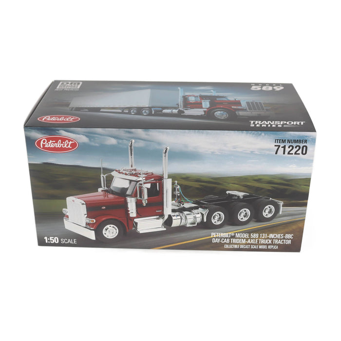 1:50 Peterbilt Model 589 131-inches-BBC Day-Cab Tridem-Axle Truck Tractor (Legendary-Red color)