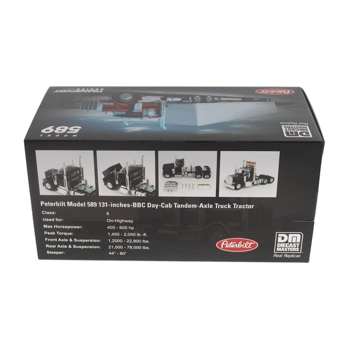 1:50 Peterbilt Model 589 131-inches-BBC Day-Cab Tandem-Axle Truck Tractor (black color)