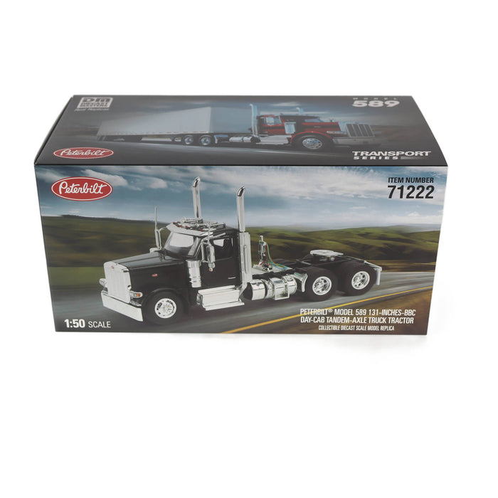 1:50 Peterbilt Model 589 131-inches-BBC Day-Cab Tandem-Axle Truck Tractor (black color)