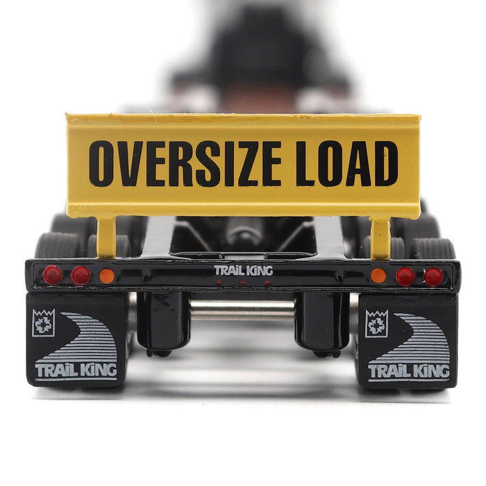 1:64 Peterbilt Model 589 131-inches-BBC Day-Cab Tridem-Axle Truck Tractor (White color) + 1:64 Trail King TK170 Hydraulic Detachable Gooseneck Lowboy Trailer with Jeep & Booster
