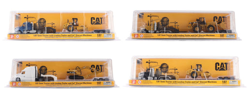 1:87 Cat Semi-tractor with Lowboy Trailer and Cat Diescast Machines Assortment Series II