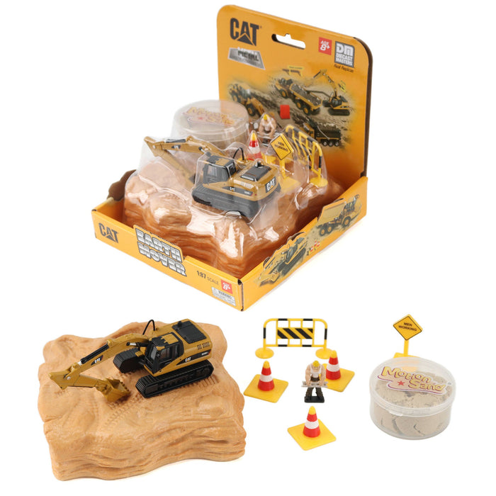 1:87 Cat Earth Mover Playset (with Interlocking Landscape Base, Motion Sand and Accessories)