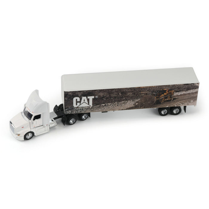 1:64 White Peterbilt with Caterpillar Mural Trailer