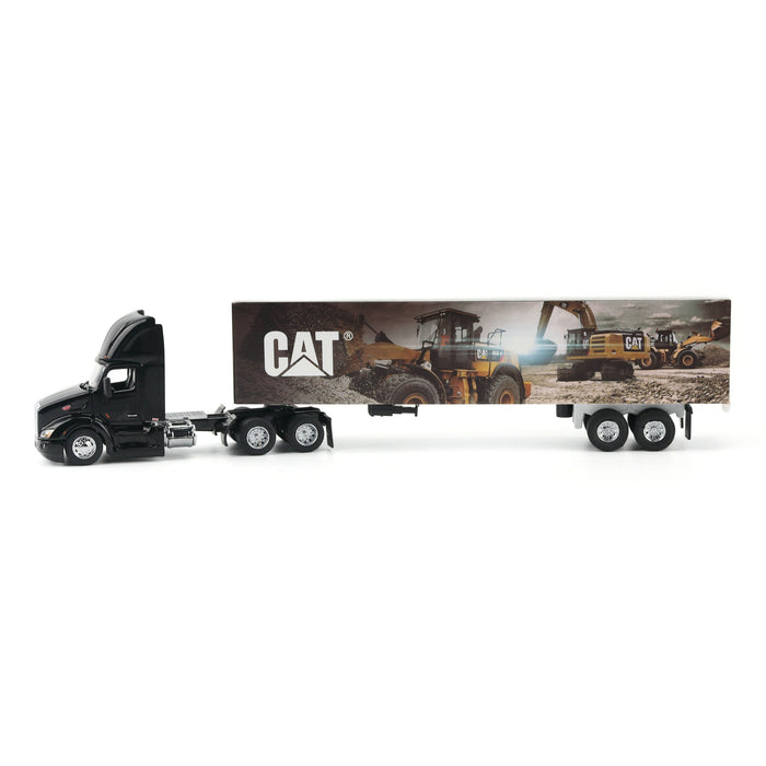 1:64 Black Peterbilt with Caterpillar Mural Trailer