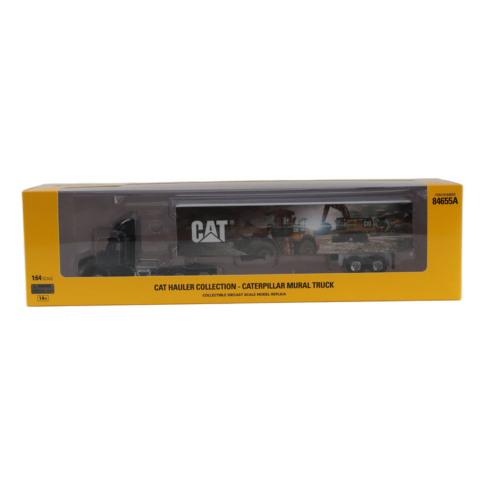 1:64 Black Peterbilt with Caterpillar Mural Trailer