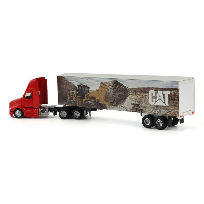 1:64 Red Peterbilt with Caterpillar Mural Trailer