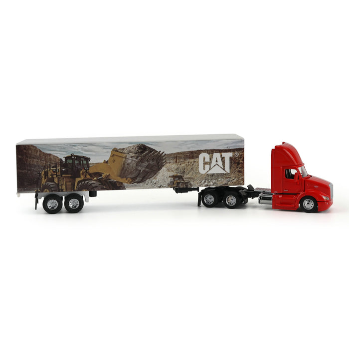 1:64 Red Peterbilt with Caterpillar Mural Trailer