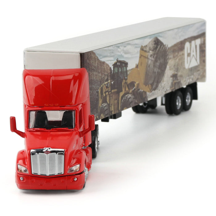 1:64 Red Peterbilt with Caterpillar Mural Trailer