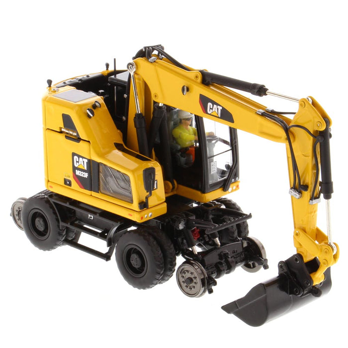 1:50 Cat M323F Railroad Wheeled Excavator - Safety Yellow Version