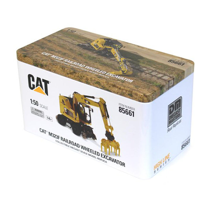 1:50 Cat M323F Railroad Wheeled Excavator - Safety Yellow Version