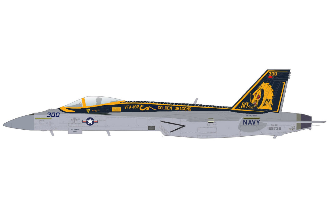 F/A-18E "Golden Dragons" 169736, VFA-192, US Navy, June 2025 "VFA-192 80th Anniversary scheme" (w/4 x AIM-174 missile)