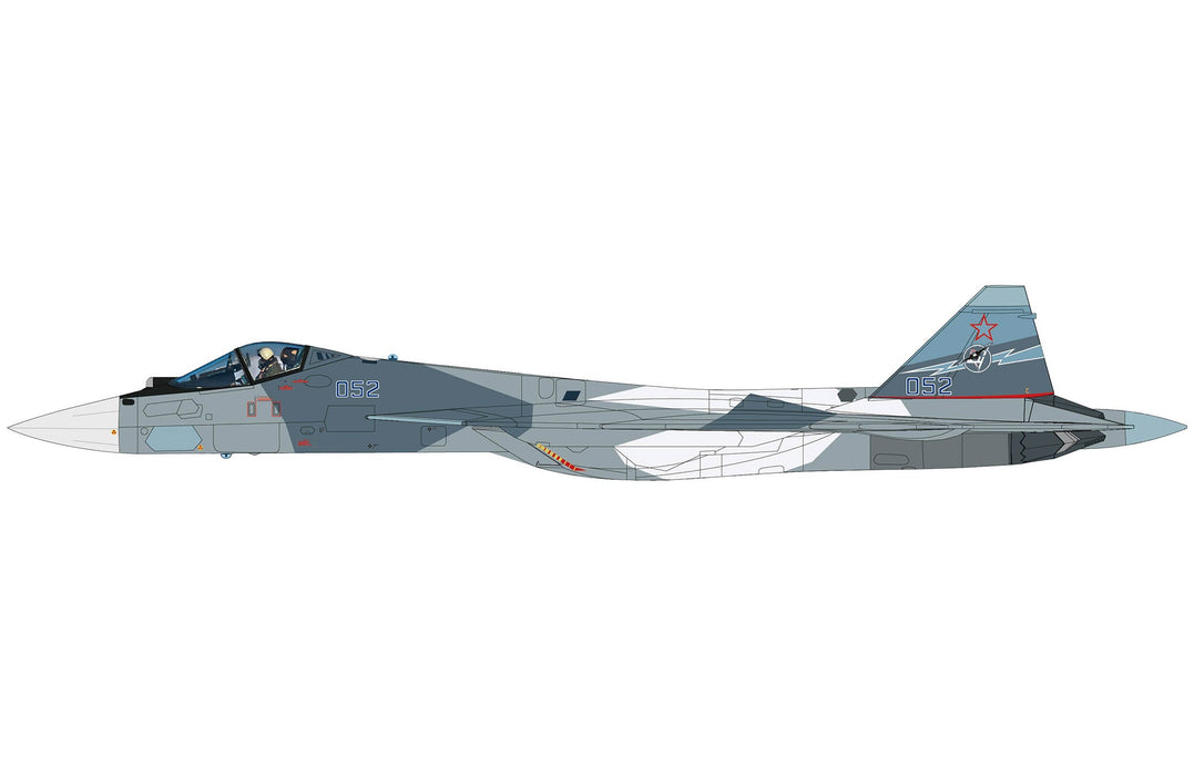 Su-57 Stealth Fighter (T-50-2) Bort 052, Russian Air Force, 2024 (w/flat 3D thrust-vectoring nozzles)