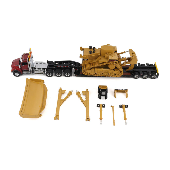 1:50 Kenworth T880 Day Cab Tandem and Trail King TK120 Lowboy with Cat D11R Dozer Components Load