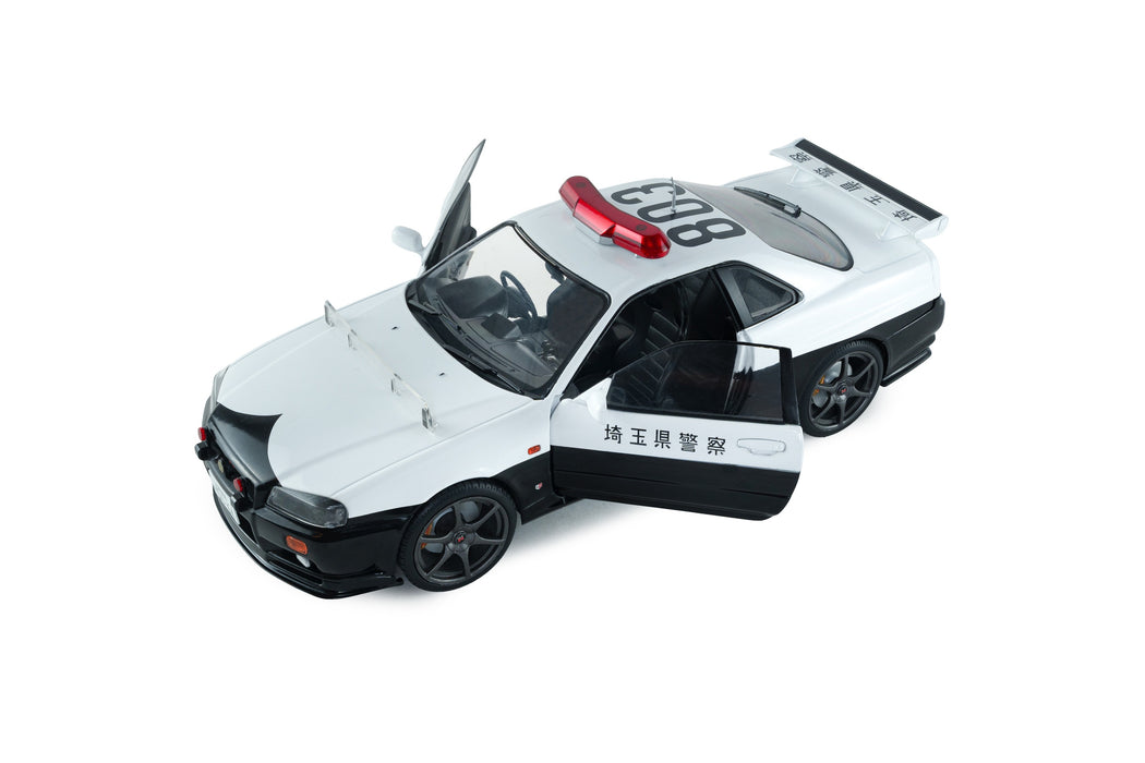1:18 NISSAN SKYLINE GT-R (BNR34) JAPANESE POLICE WHITE 1999