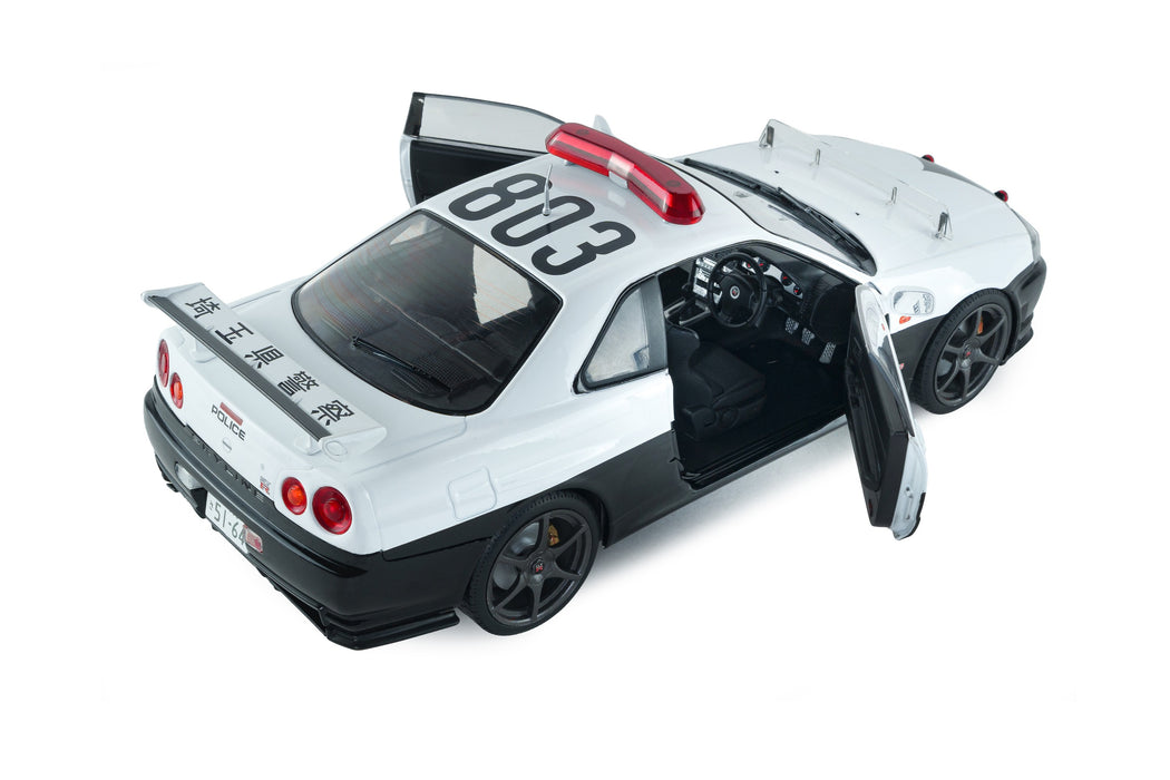 1:18 NISSAN SKYLINE GT-R (BNR34) JAPANESE POLICE WHITE 1999