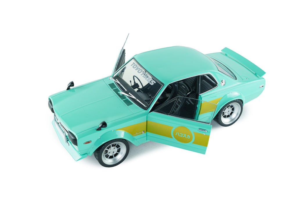 1:18 NISSAN SKYLINE 2000 GT-R (KPGC10) HAKOSUKA SOLIDO WORKS MINT GREEN 1970