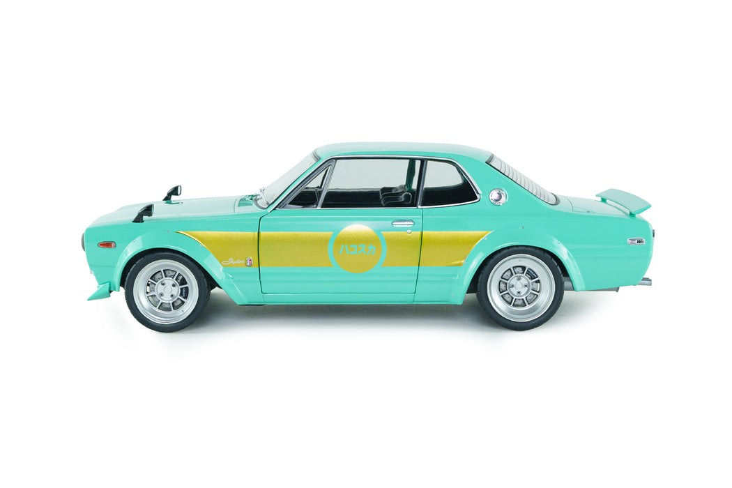 1:18 NISSAN SKYLINE 2000 GT-R (KPGC10) HAKOSUKA SOLIDO WORKS MINT GREEN 1970