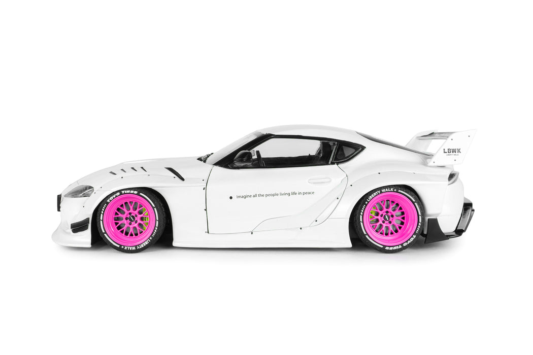 1:18 TOYOTA GR SUPRA LIBERTY WALK BODY KIT WHITE PINK 2025