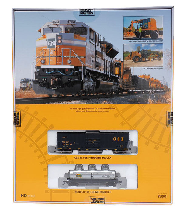 Scale Train Kit Ride On Caterpillar Progress Rail HO Scale Train Set — Motor City Classics