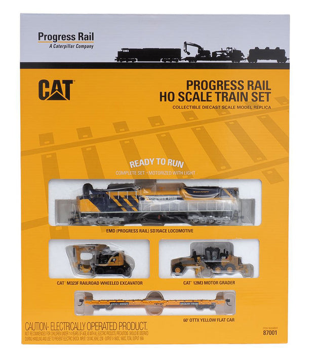 Cat Progressive Rails Caterpillar Progress Rail HO Scale Train Set — Motor City Classics