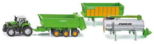 SIKU 1:87 HO Scale Deutz-Fahr Tractor Josking Trailer Set (Comes With 3 Trailers)