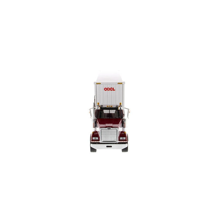 1:50 Western Star 4900 SFFA Day Cab with 40' Dry Goods Sea Container - Red& Gray - OOCL - White